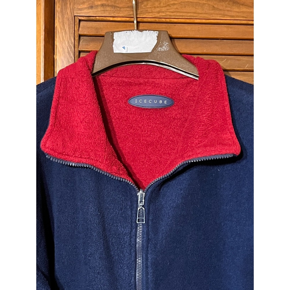 ICECUBE Womens Reversible Fleece Jacket Womens XL Navy Red Full Zip Vintage 90s - Picture 2 of 9